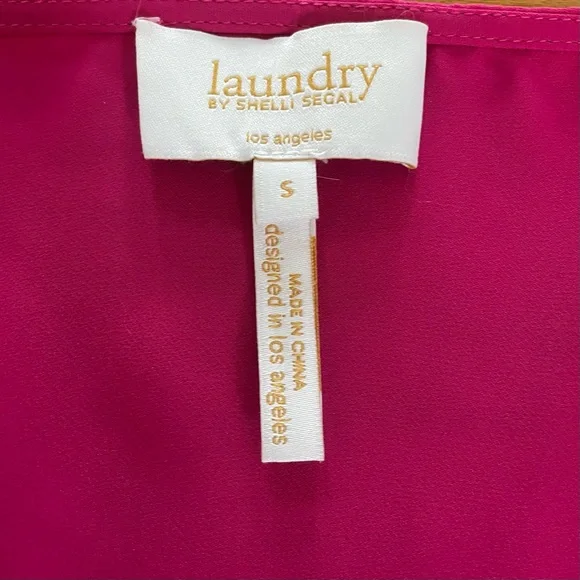 Laundry by Shelli Segal Hot Pink Wrap Front Sleeveless V-Neck Top Blouse Small - Picture 2 of 5